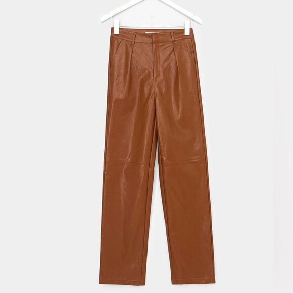 Emory Park Avryl Faux Leather Pants in Brown Size L - Picture 2 of 9